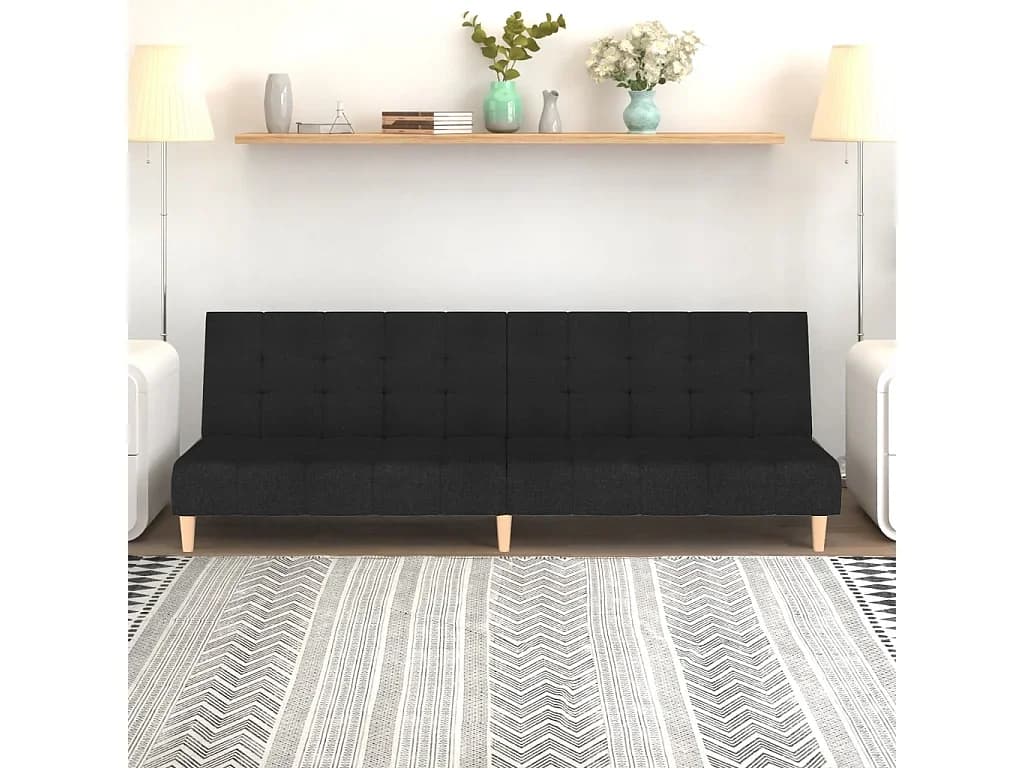 Sofá-cama de 2 lugares tecido preto PT478708