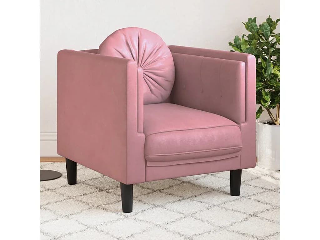 Poltrona com almofadão veludo rosa PT767587