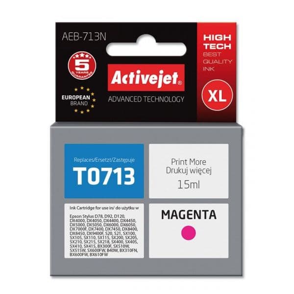Tinteiro Epson T0713 C13T071340 Magenta Compatível