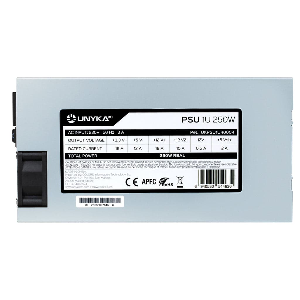 Unykach Fonte de Alimentação 1U Flex Standard 250W Apfc, para Caixa Rack 19"" de 1U.