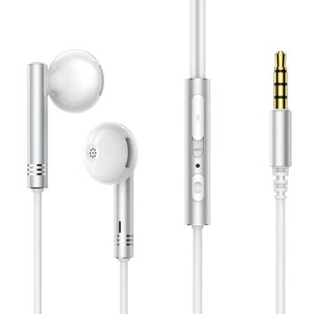 Fones de ouvido com fio Joyroom Wired Series JR-EW06 metálicos - prata e branco