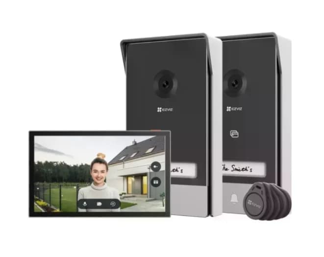 Ezviz HP7 2 Kit Video-porteiro inteligente WiFi / 2 Fios c/ 2 unidades ext. 2K + monitor 7'' + leitor RFID - EZHP72KI