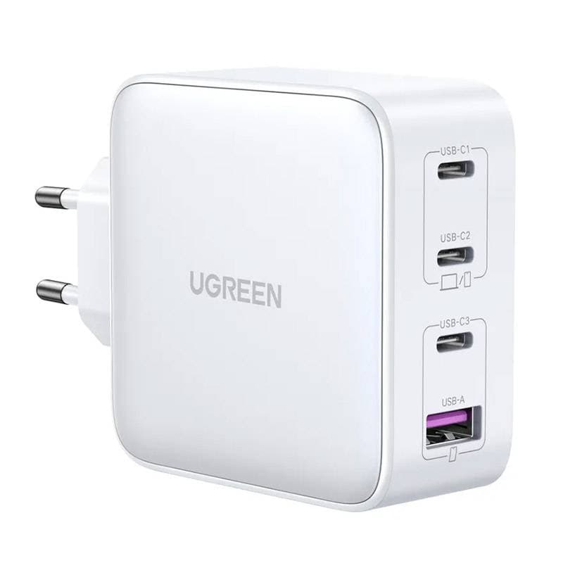 Carregador Rápido GaN 3xUSB C / USB 100W PPS Ugreen CD226 - branco