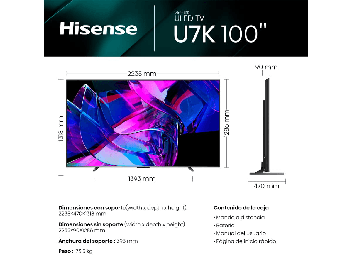TV Hisense 100" U7KQ Mini-LED SmartTV UHD 4K