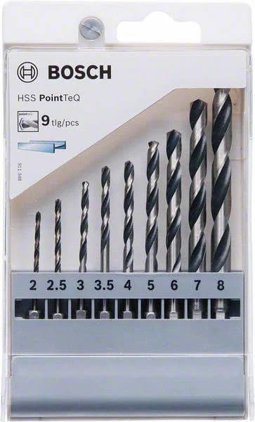 Bosch Conjunto de Brocas Hex3 PointTeQ 9 unidades HSS PointTeQ 2-8 mm 1/4" Haste Hexagonal