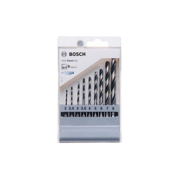 Bosch Conjunto de Brocas Hex3 PointTeQ 9 unidades HSS PointTeQ 2-8 mm 1/4" Haste Hexagonal