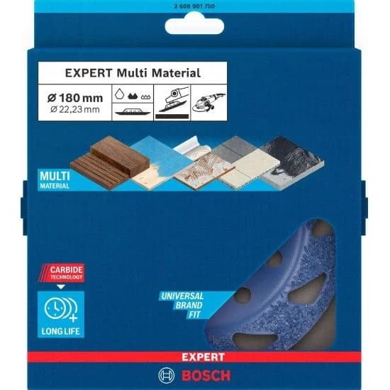 Disco em carboneto EXPERT Multi Material média, inclinada, 180mm, 22,23mm refª 2608901750 BOSCH - 2608901750 - Ferramentaspro.pt