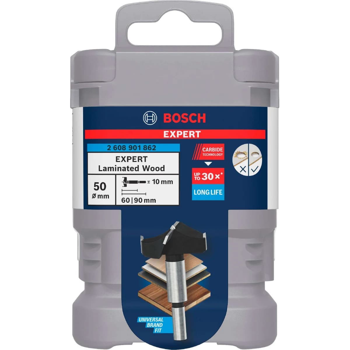 Fresa p/dobradiças EXPERT Laminated Wood, 50 x 60 x 90mm refª 2608901862 BOSCH - 2608901862 - Ferramentaspro.pt