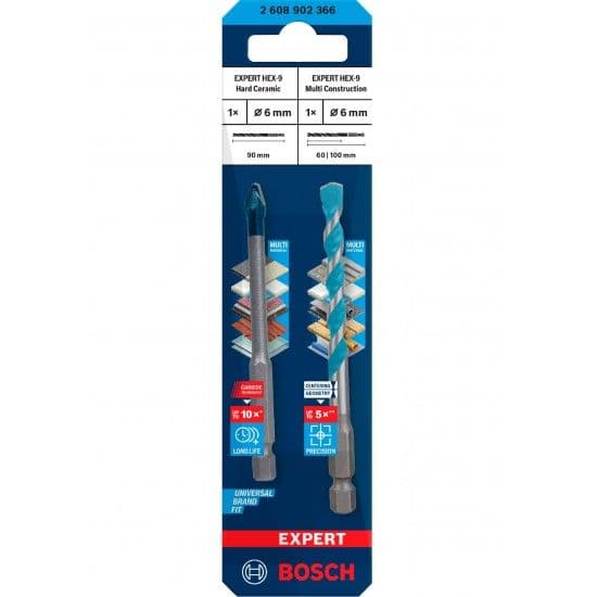 Broca EXPERT HEX-9 Hard Ceramic + HEX-9 Multi Construction, 6 mm refª 2608902366 BOSCH