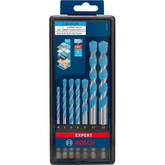 Bosch Conjunto de Brocas EXPERT HEX-9 Multi Construction 7 Peças (4/5/6/8/10/12 mm)
