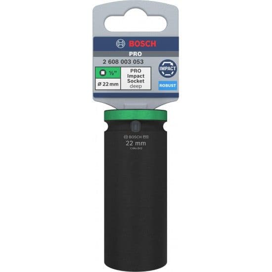 Pontas de aparafusar e chaves de caixa PRO Impact Socket, 1/2", 22 mm, profundas refª 2608003053 BOSCH