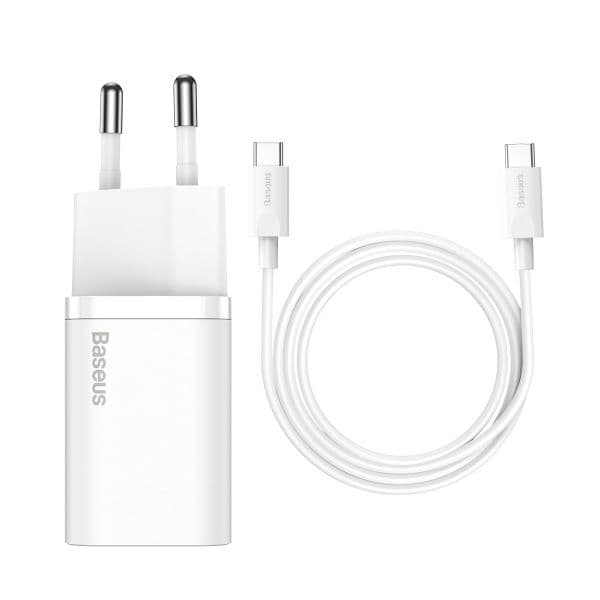 Baseus Carregador Fast Charge 25W White Type-C + cabo