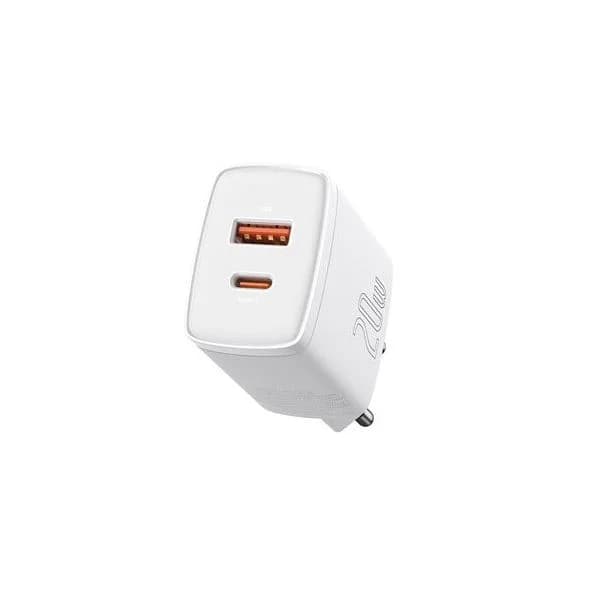Baseus Carregador Quick Charger usb + Type C 20W Branco