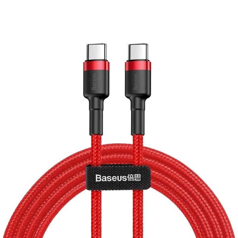 Cabo Baseus Cafule resistente de nylon USB-C PD / USB-C PD PD2.0 60W 20V 3A QC3.0 2M vermelho (CATKLF-H09)