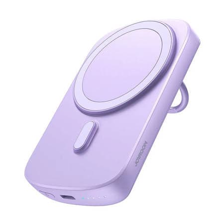 Powerbank sem fio 6000mAh Joyroom JR-W030 20W MagSafe com anel e suporte - roxo