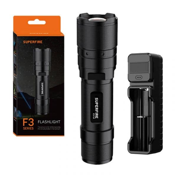 Superfire Lanterna F3-L2 Zoom 570lm Preto