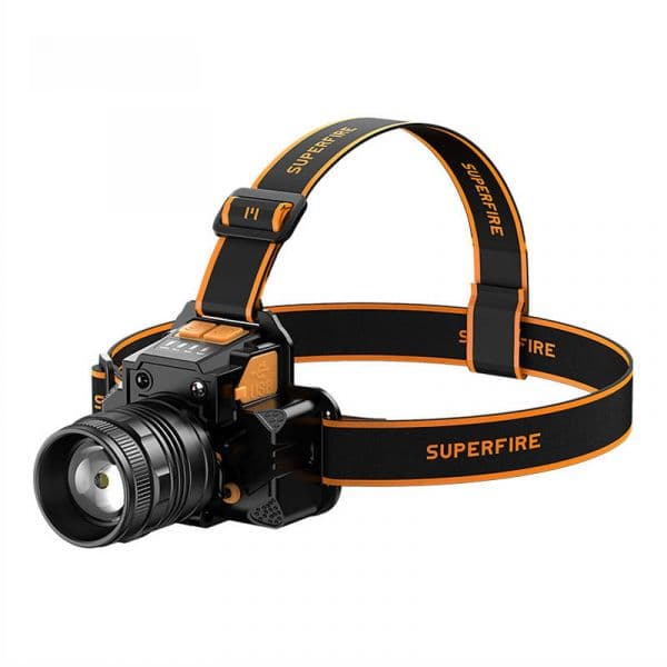 Superfire Lanterna de Cabeça HL58 10W 350lm USB IP44 Zoom Preto