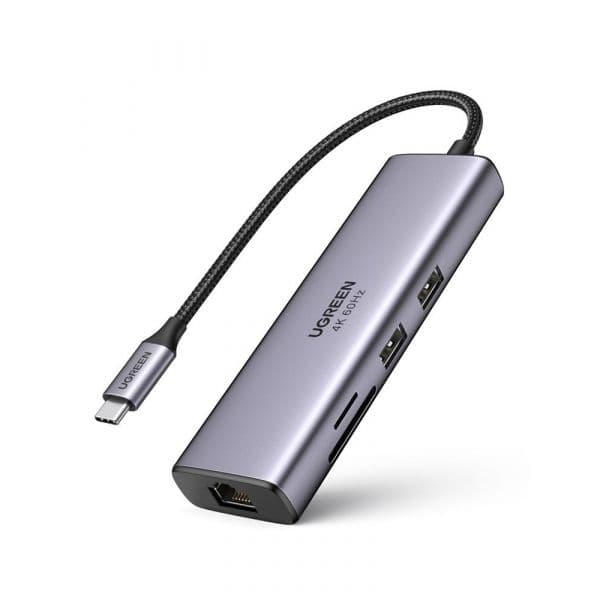 Ugreen Hub CM512 USB-C para USB/USB-C/HDMI/RJ-45/SD/TF Cinzento