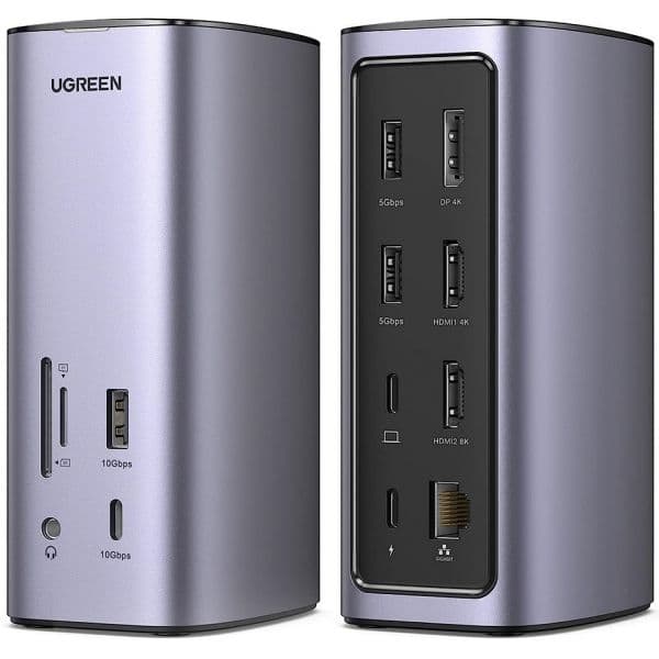 Ugreen Hub USB-C "12-EM-1" (3x USB / 2x USB-C / Jack / 2x Hdmi / RJ45 / Microsd) - 784457