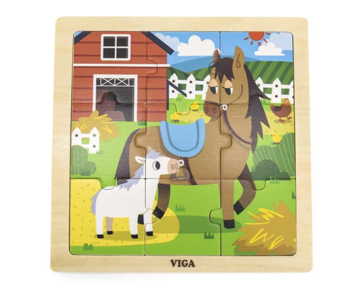 Puzzle de madeira de 9 peças Viga Cavalo