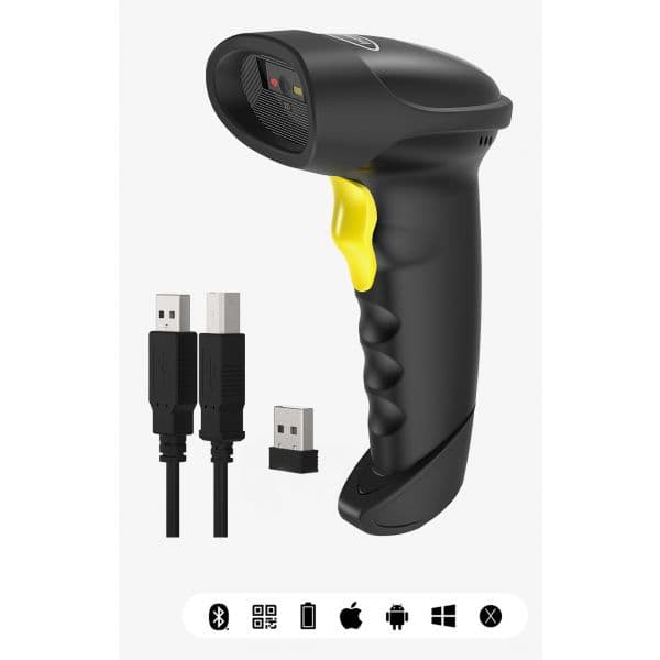 Intek Leitor de Código de Barras BCST-50 1D/2D Sem Fios Preto e Amarelo