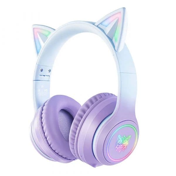 Onikuma Headset Sem Fios B90 Orelhas de Gato RGB para Switch, PS5, PC e Mobile