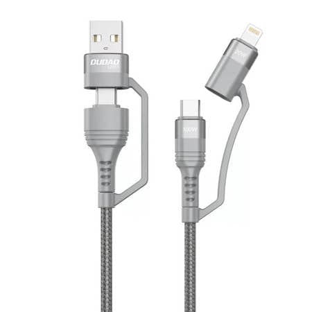 CABO USB DUDAO L20XS 4IN1 USB-C LIGHTNING USB-A 2.4A, 1M (CINZE