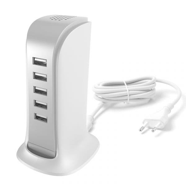 Dudao Carregador 5X usb With Built-in Power Cable Eu White (A5Eu)