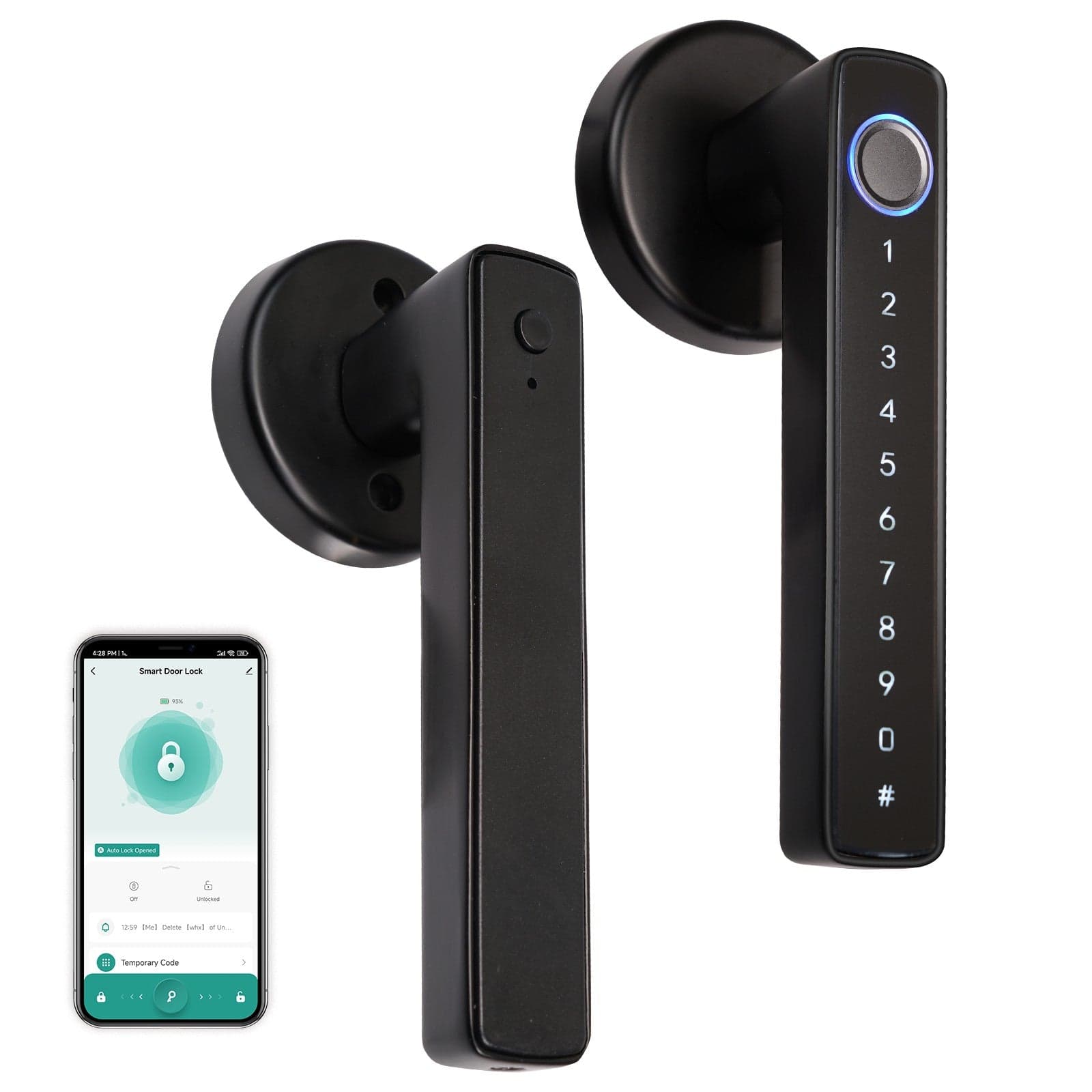 Moes BDL-SNM10-BK - Fechadura Inteligente Bluetooth com Código, Biometria e Maçaneta