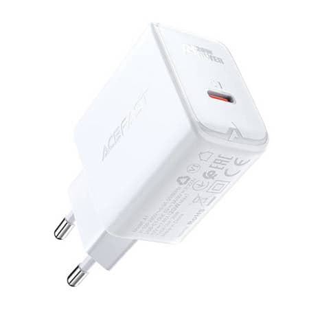 Carregador de rede rápido Acefast USB Tipo C 20W Power Delivery branco (A1 EU branco)