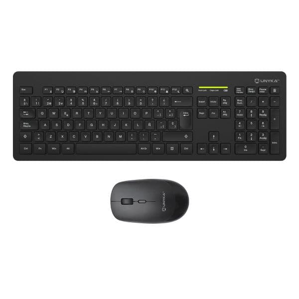 Teclado Unyka MK212 Pro Slim Wireless Rato Sem Fios Espanhol Preto