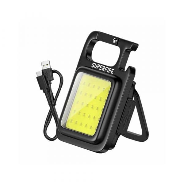 Superfire Lanterna Miniatura MX16 LED 9W 600lm COB IP44 com USB-C e Abridor de Garrafas
