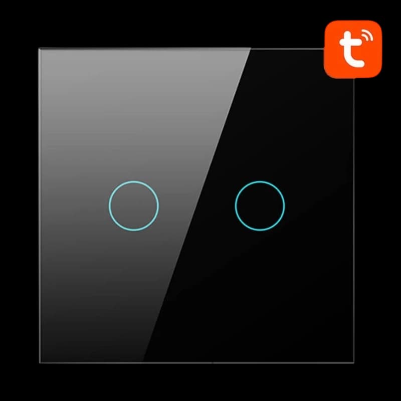 Avatto Interruptor Táctil Inteligente TS02-EU-B2 Wi-Fi 2 Botões Preto