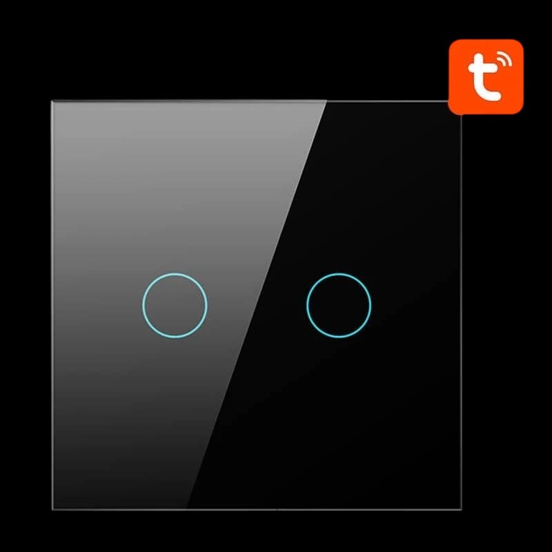 Avatto LZTS02-EU-B2 2 Botões ZigBee Preto – Interruptor Táctil Inteligente