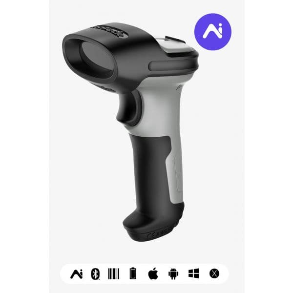 Intek Leitor de Código de Barras BCST-70-AI Laser 1D Portátil Bluetooth Cinzento