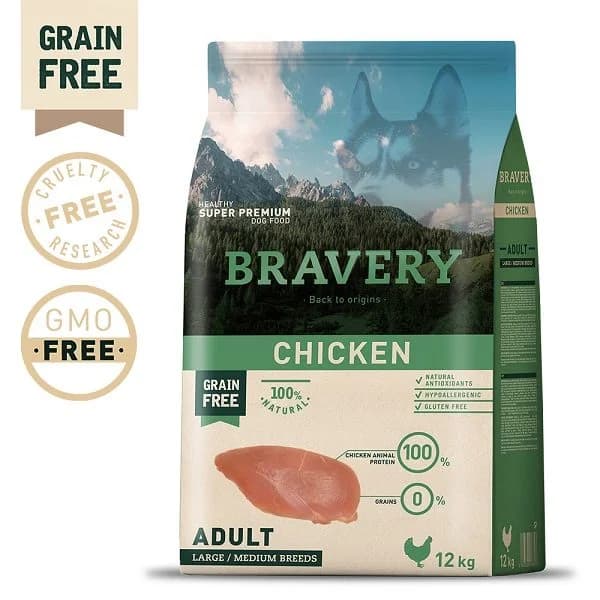 Bravery Adult Grain Free Medium-Large Chicken 12Kg