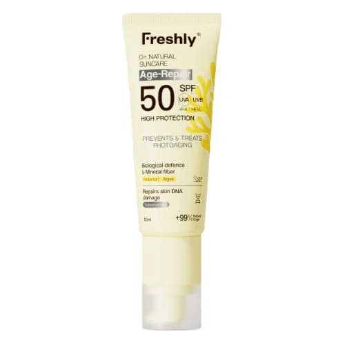 Protetor Solar Freshly D+ Natural Suncare Age-Repair Fluído Facial Regenerador Anti-Rugas SPF50 50ml