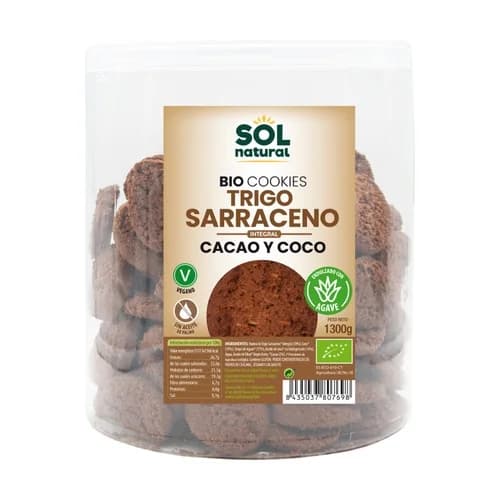 Sol Natural Biscoitos Trigo Sarraceno Coco Cacau Orgânico 1.3Kg