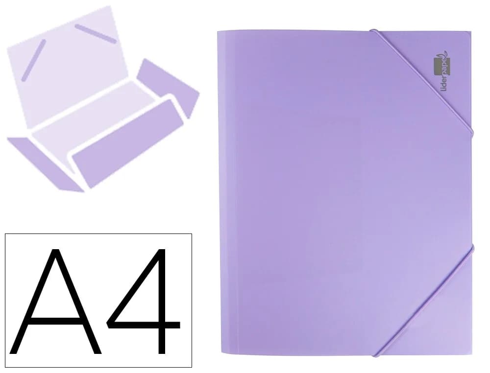 Liderpapel Pasta Elásticos Polipropileno A4 Opaca Lavanda GC16