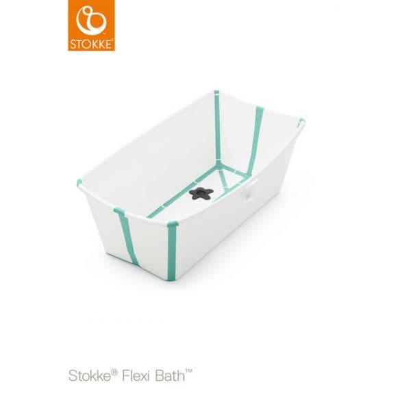 Stokke Banheira Desdobrável Branca/aqua Flexi Bath com Tampa Sensível Ao Calor Branco/aqua