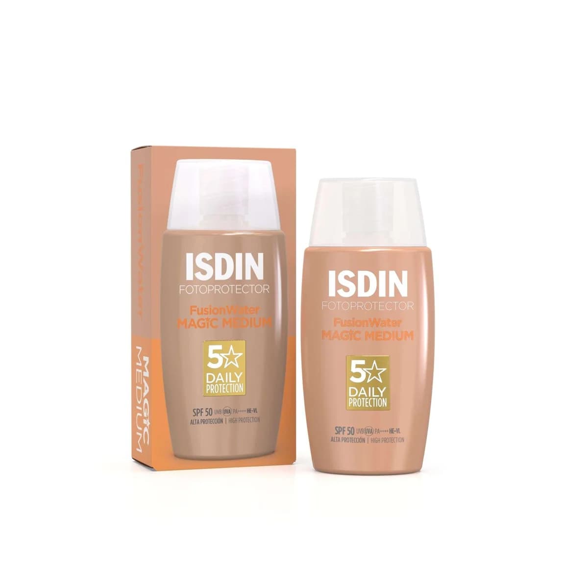 ISDIN Fotoprotector Fusion Water Magic Color MEDIUM SPF50 50ML - Protetor solar facial com cor