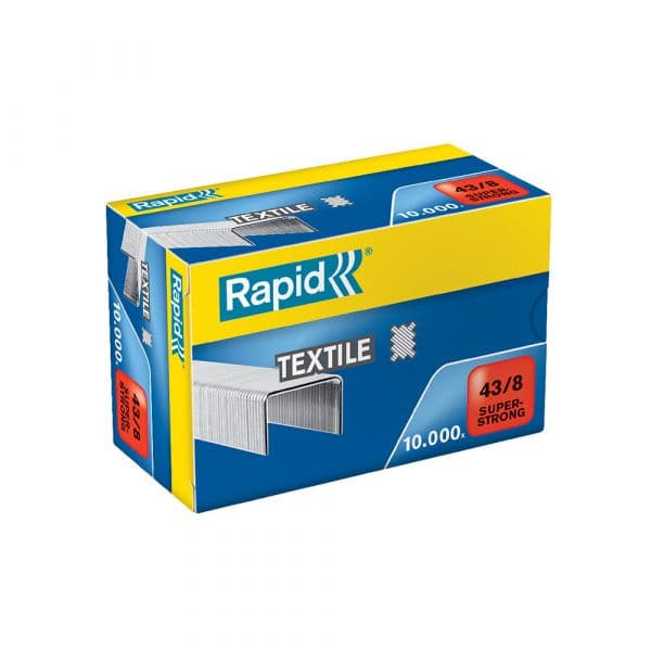 Rapid Agrafos Têxteis Galvanizados Super-resistentes 43/8 Cinza Cx10000un