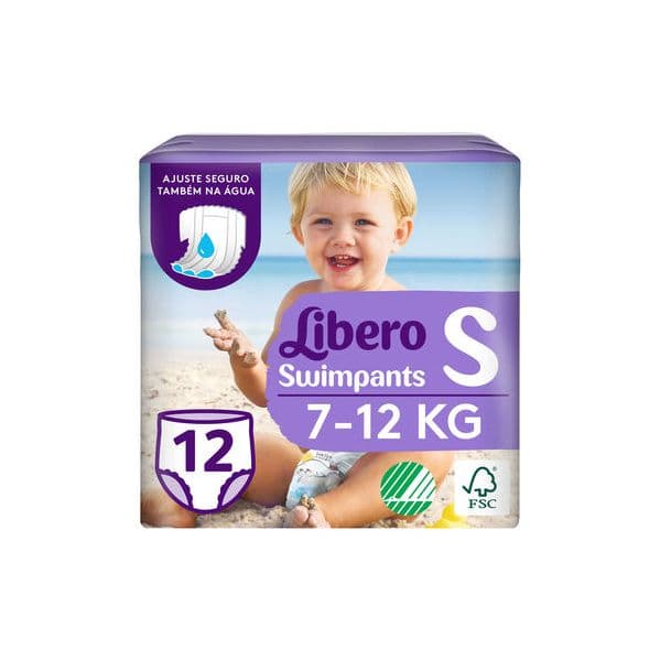 Fraldas Libero Swimpants Tamanho S (7-12Kg) 12 unidades