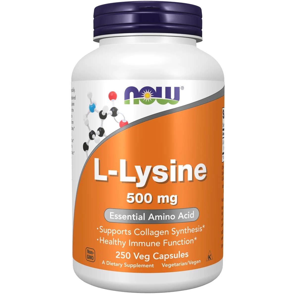 Now L-Lysine 500mg 250 Cápsulas Vegetais
