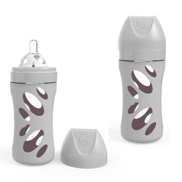 TwistShake Biberão de Vidro Anticólicas Glass Bottles 260 ml Grey