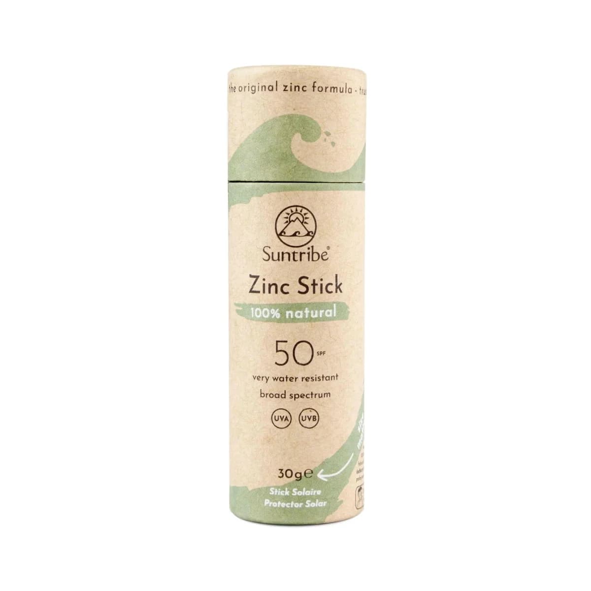 Protector solar en barra de zinc FPS 50 verde menta 30 g – Suntribe