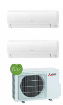 Sistema de Ar Condicionado Multi-Split Mitsubishi Electric MXZ-3HA50VF com Unidades Interiores MSZ-HR50VF e MSZ-HR35VF – Climatização Eficiente para 2 Divisões (24m² e 36m²)