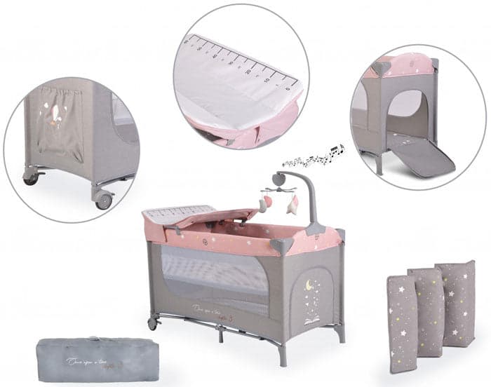 Cama de viagem Cangaroo Once upon a time 3 Pink