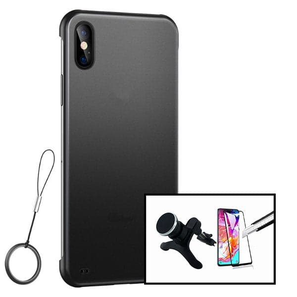 Kit Vidro Premium Full Cover + Capa Invisible Bumper + Suporte Magnético de Carro Reforçado para Xiaomi Redmi 9A Sport