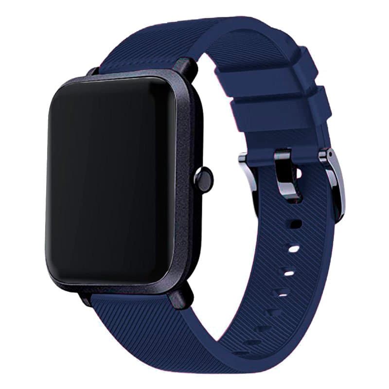 Bracelete SmoothSilicone Com Fivela para Garmin Vivomove 3S - 42mm - Azul Escuro